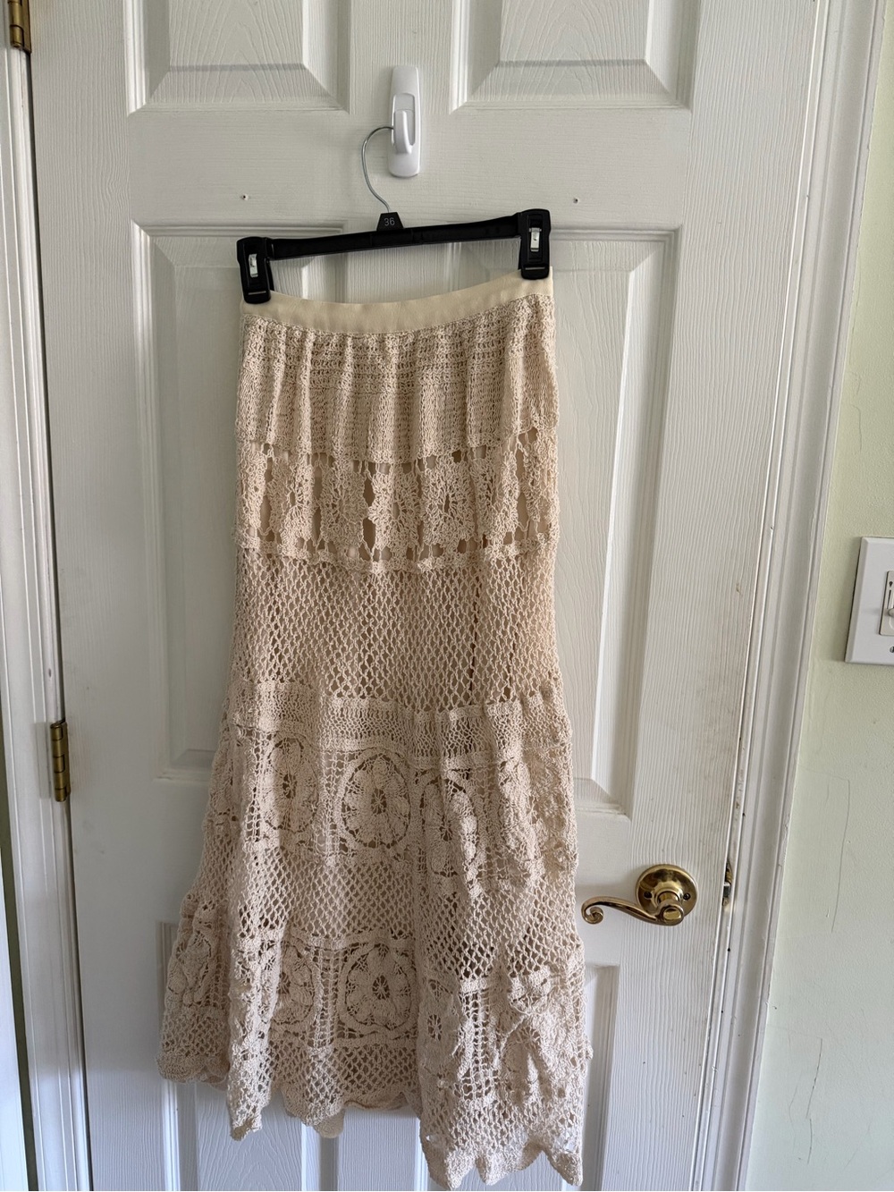 Bohemian Crochet Maxi Skirt - Cream